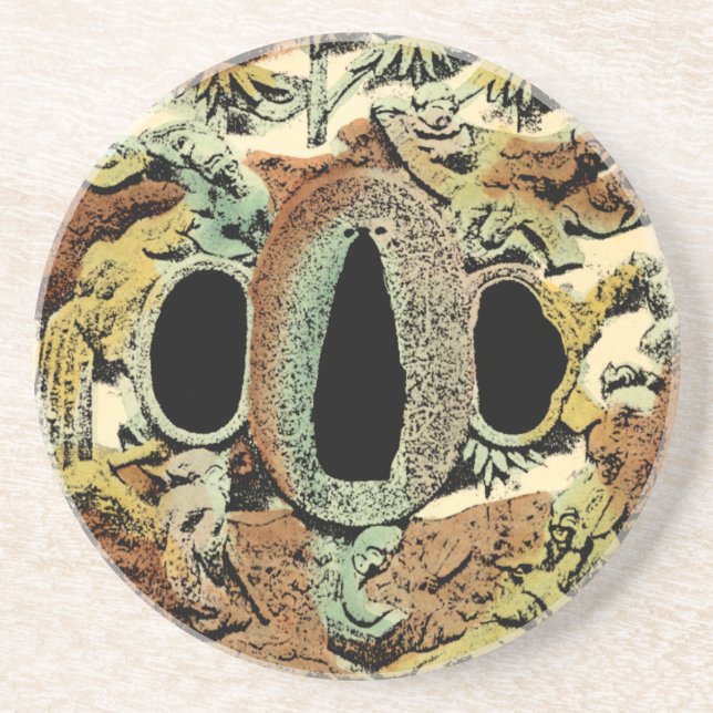 Gilded Asian Medallion by Vision Studio Drink Coaster (Front)