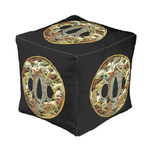 Gilded Asian Medallion by Vision Studio Pouf