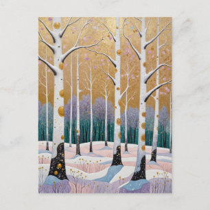 Gilded Aspen Grove: A Winter’s Dream Postcard
