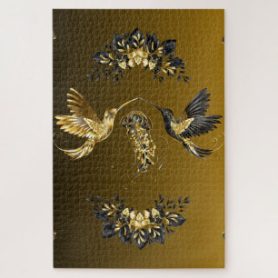 Gilded Balance – Elegant Dark Floral Jigsaw Puzzle