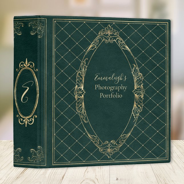Gilded Baroque Business Portfolio Green Gold 3 Ring Binder (Creator Uploaded)