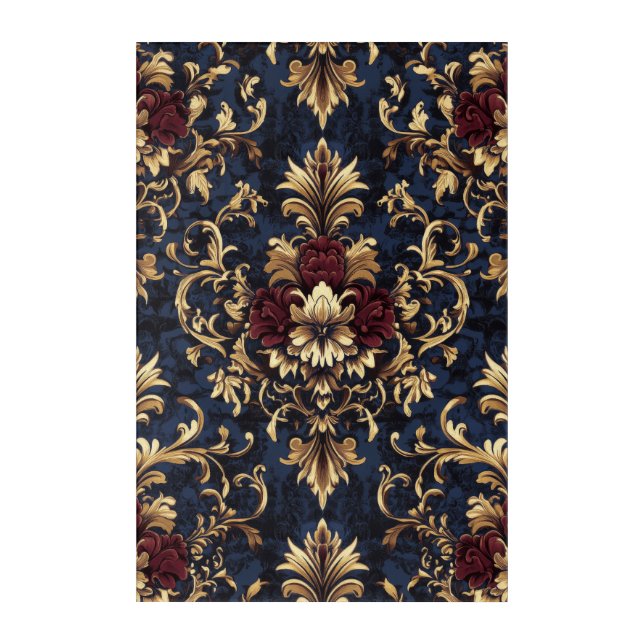 Gilded Baroque Floral Swirls Acrylic Print (Front)