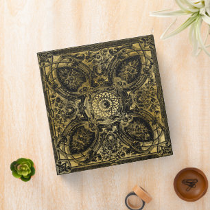 Gilded Black Leather Gold Vintage Book of Shadows 3 Ring Binder