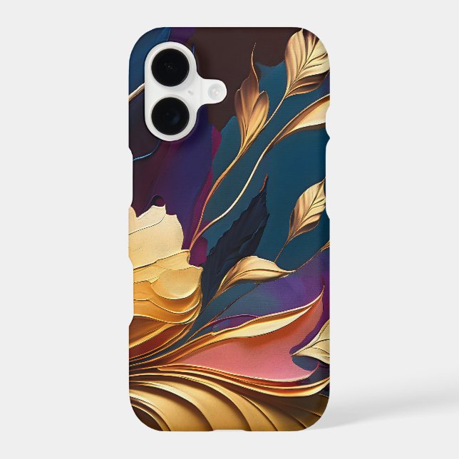 Gilded Bloom – Abstract Floral Composition iPhone Case (Back)