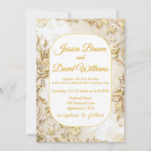 Gilded Bloom Classic Wedding Invitation
