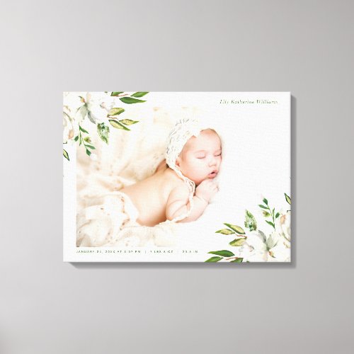 Gilded Blooms Baby Photo Keepsake Canvas Print