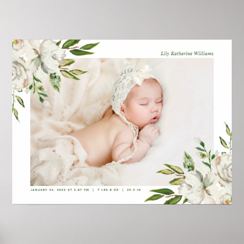 Gilded Blooms Baby Photo Keepsake Poster