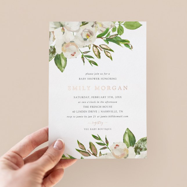 Gilded Blooms Baby Shower Foil Invitation (Creator Uploaded)