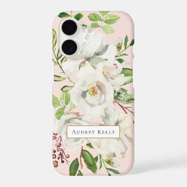 Gilded Blooms Custom Monogram | Blush Iphone Case (Back)