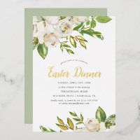Gilded Blooms Easter Dinner Foil Invitation