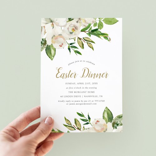 Gilded Blooms Easter Dinner Invitation