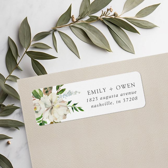 Gilded Blooms Floral Wedding Return Address Labels (Creator Uploaded)