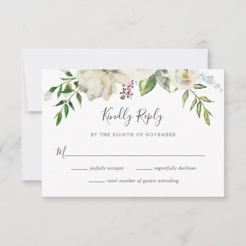 Gilded Blooms Floral Wedding RSVP Card