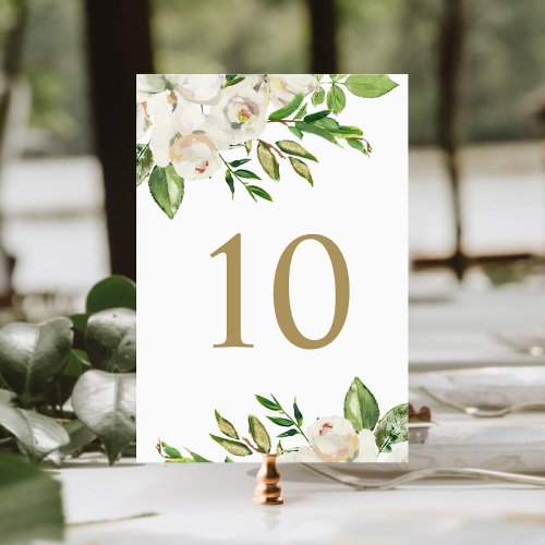 Gilded Blooms Floral Wedding Table Numbers