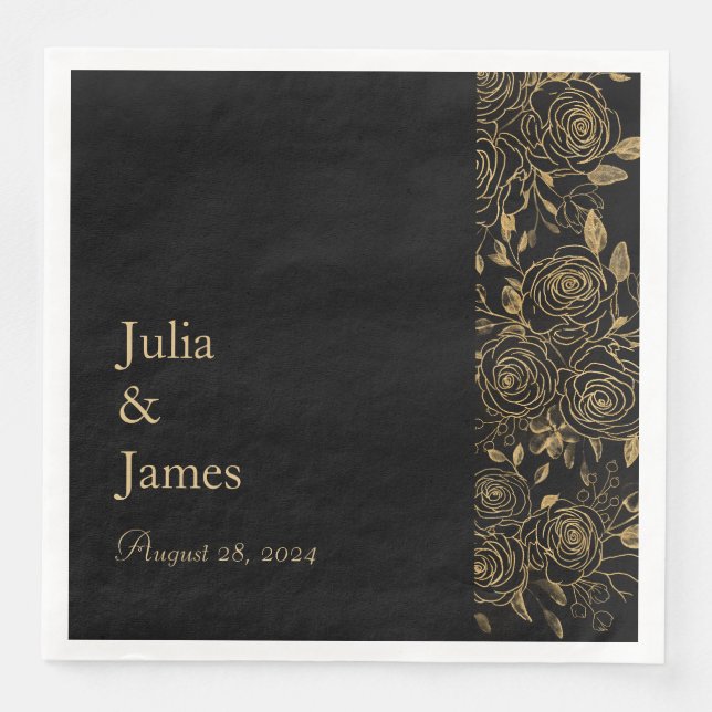 GILDED Blooms Paper Dinner Napkins (Front)