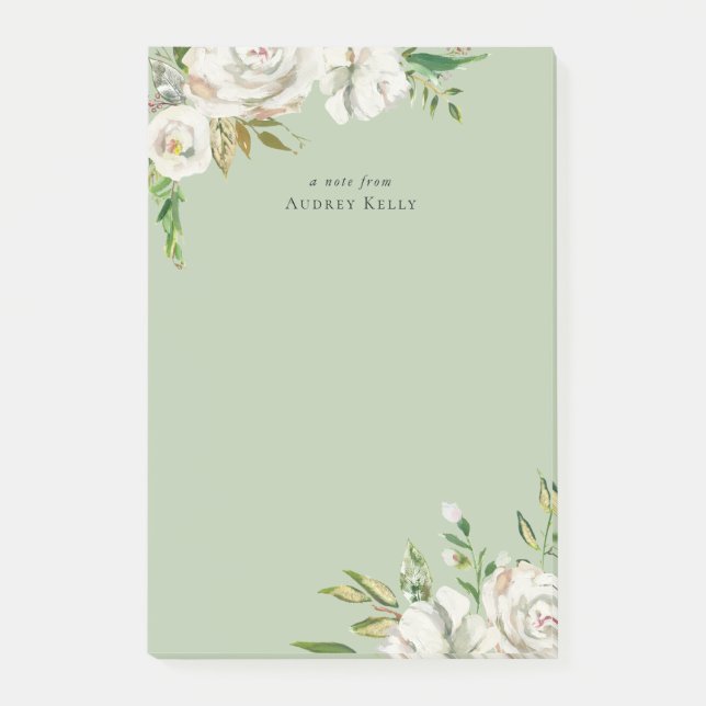 Gilded Blooms Personalized Monogrammed Post-it Notes (Front)