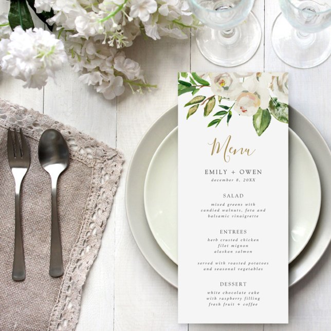 Gilded Blooms Wedding Menu Card (Creator Uploaded)