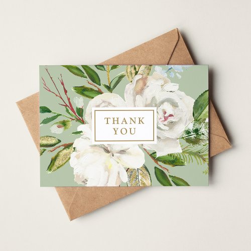 Gilded Blooms Wedding Photo Thank You Card