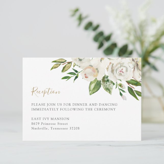 Gilded Blooms Wedding Reception Enclosure Card (Standing Front)