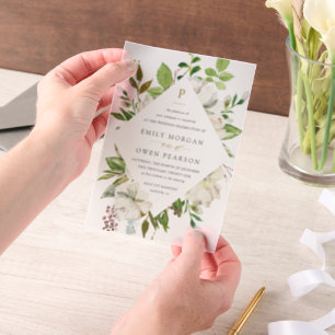 Gilded Blooms Wedding Vellum Invitations