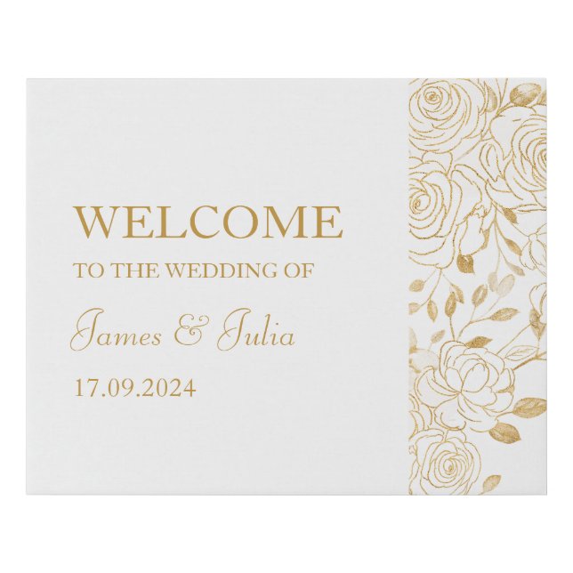 GILDED Blooms Wedding Welcome Faux Canvas Print (Front)