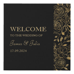GILDED Blooms Wedding Welcome Faux Canvas Print