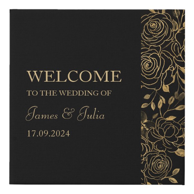 GILDED Blooms Wedding Welcome Faux Canvas Print (Front)