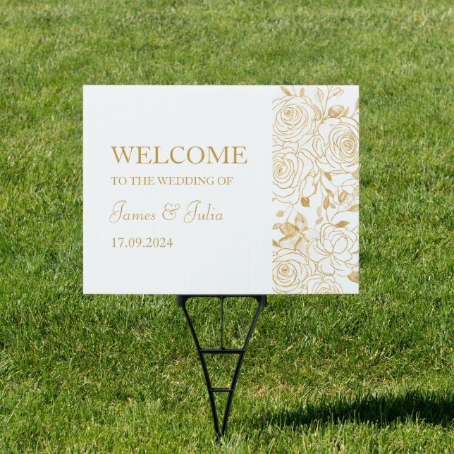GILDED Blooms Wedding Welcome Sign (Insitu)