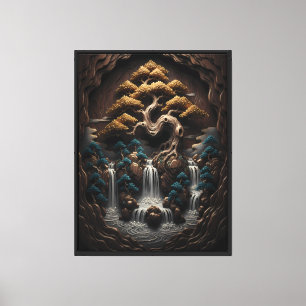 Gilded Bonsai: A Serene Woodland Retreat Canvas Print