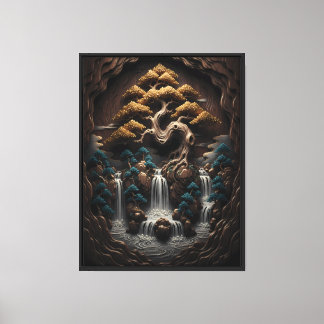 Gilded Bonsai: A Serene Woodland Retreat Canvas Print