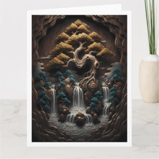 Gilded Bonsai: A Serene Woodland Retreat Card