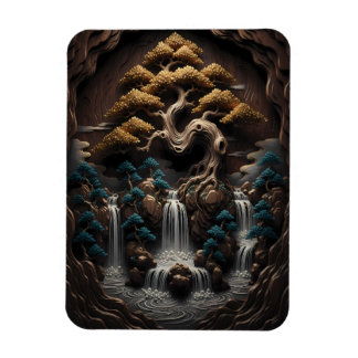 Gilded Bonsai: A Serene Woodland Retreat Magnet