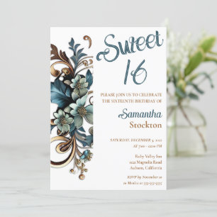 Gilded Botanical Border Sweet 16 Invitation