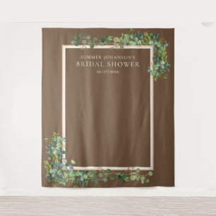 Gilded Brown Greenery Bridal Shower Photo Backdrop