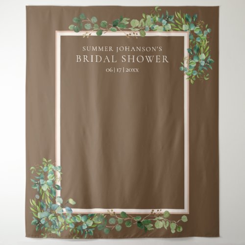 Gilded Brown Greenery Bridal Shower Photo Backdrop