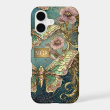 Gilded Butterfly Elegance - Art Nouveau Floral