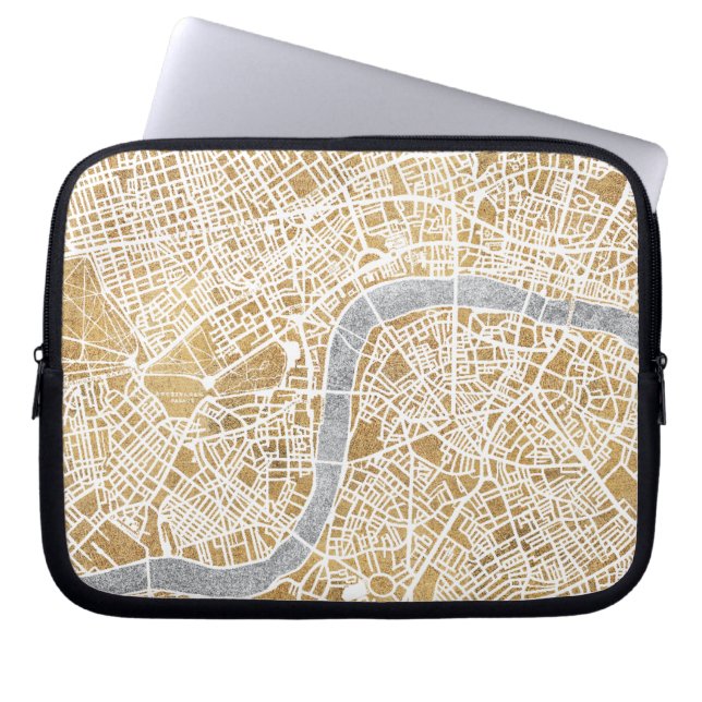 Gilded City Map Of London Laptop Sleeve (Front)