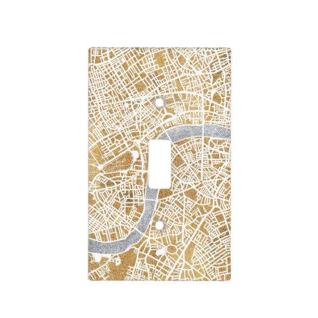 Gilded City Map Of London Light Switch Cover (Front)