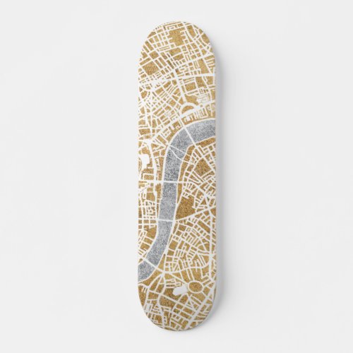 Gilded City Map Of London Skateboard