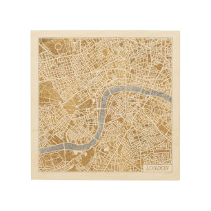Gilded City Map Of London Wood Wall Art