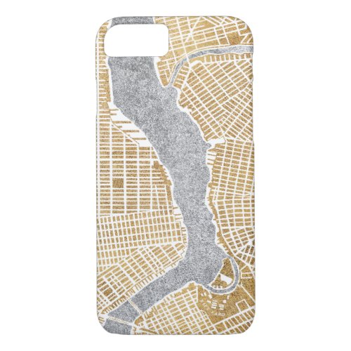 Gilded City Map Of New York iPhone 87 Case