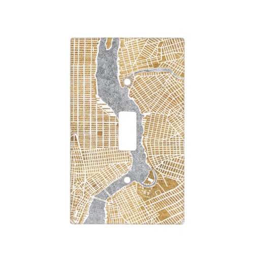 Gilded City Map Of New York Light Switch Cover