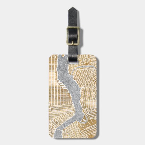 Gilded City Map Of New York Luggage Tag