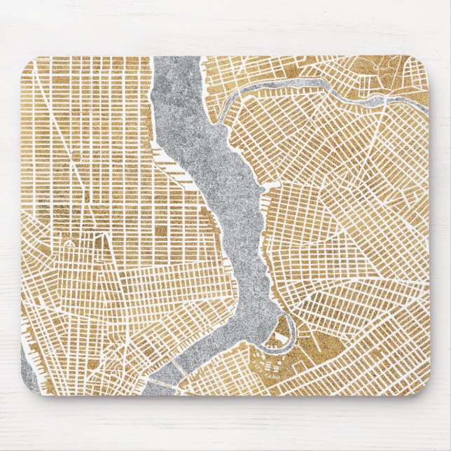 Gilded City Map Of New York Mouse Pad (Front)