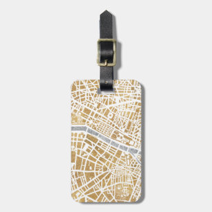 Gilded City Map Of Paris Luggage Tag