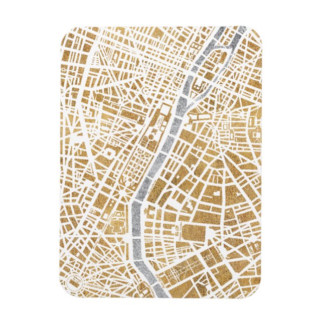 Gilded City Map Of Paris Magnet (Vertical)