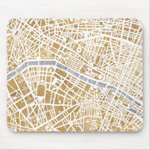 Gilded City Map Of Paris Mouse Pad