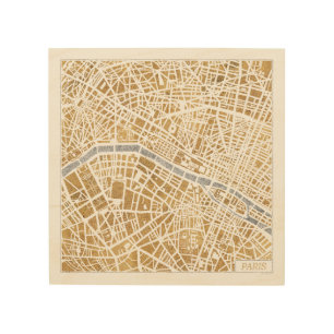 Gilded City Map Of Paris Wood Wall Decor