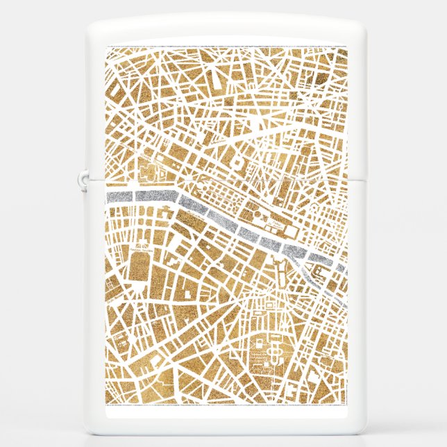 Gilded City Map Of Paris Zippo Lighter (Front)