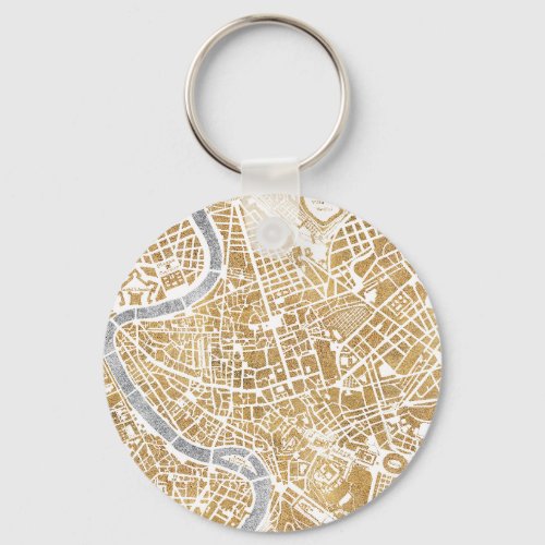 Gilded City Map Of Rome Keychain